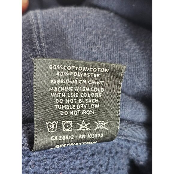 Obey Navy & Cream Hoodie With Red Logo Print Size Small - Picture 7 of 10